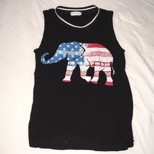 Black American Elephant Tank Tee